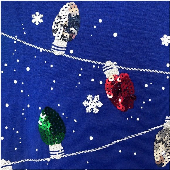 KAREN Scott Sequin Embellished Christmas Lights & Snowflakes Scoop Neck Top NWT - Picture 6 of 9